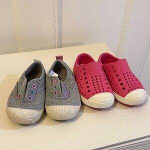 2 for 1! Native Kids Slip-Ons  and Gray Cat & Jack Slip on Sneakers